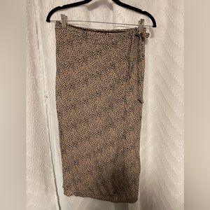 Fashion Q Cheetah Print Side Slit Tying Maxi Skirt